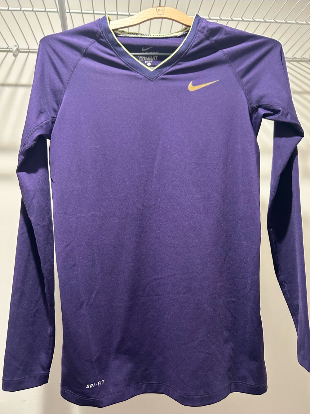 Nike Purple Dri-FIT Fitted Long Sleeve with Yellow Trim